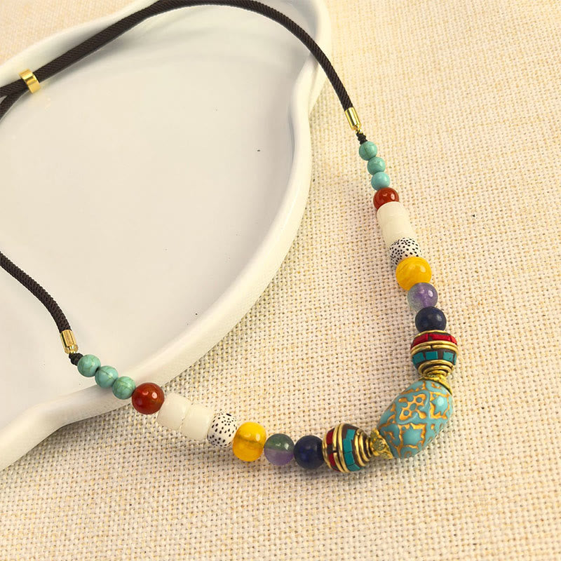 Nimara Ritual Tibetan Handmade Turquoise Beads Balance Necklace Pendant