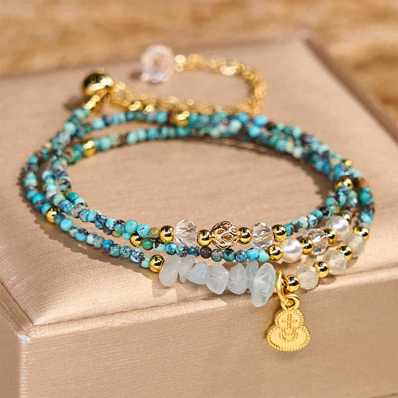 Nimara Ritual Turquoise Beaded Strength Triple Wrap Bracelet