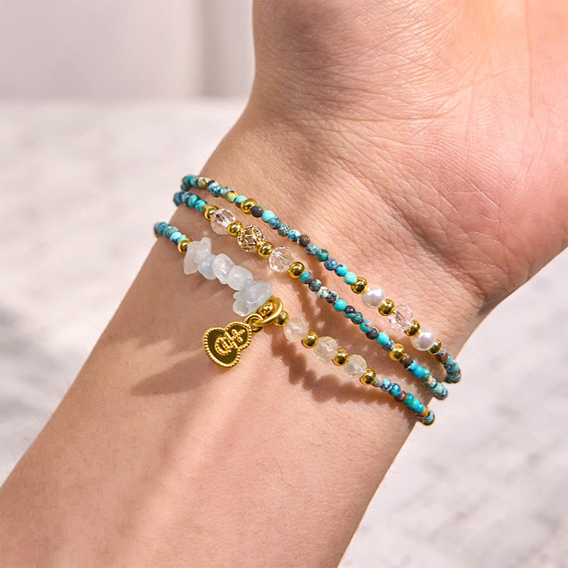 Nimara Ritual Turquoise Beaded Strength Triple Wrap Bracelet