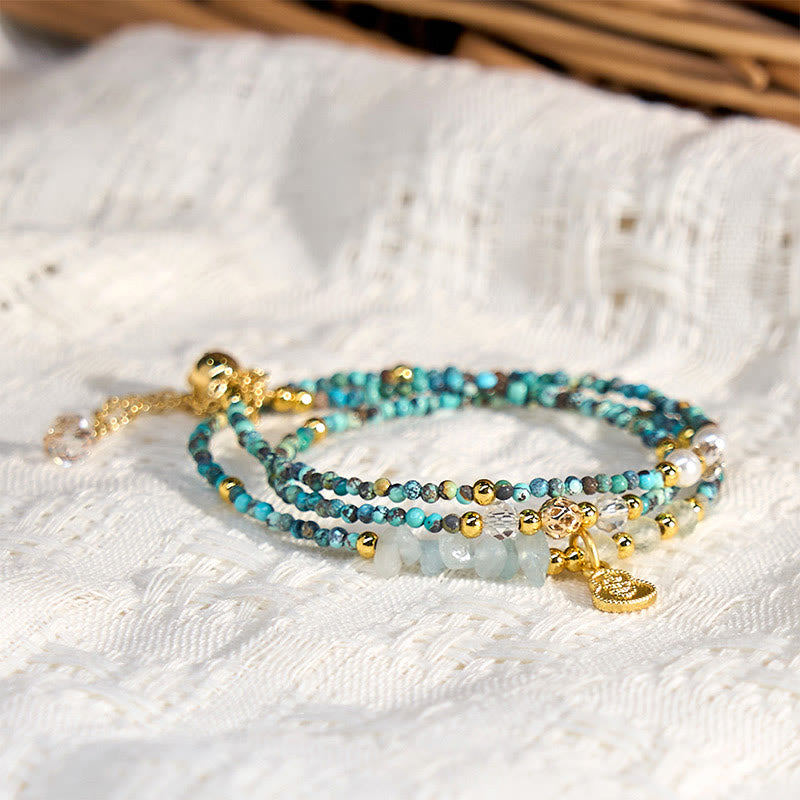 Nimara Ritual Turquoise Beaded Strength Triple Wrap Bracelet