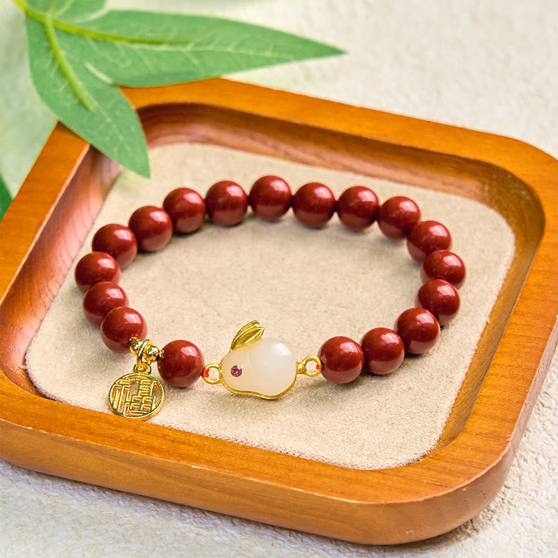 Nimara Ritual Cinnabar Rabbit Bunny Fu Character Blessing Bracelet
