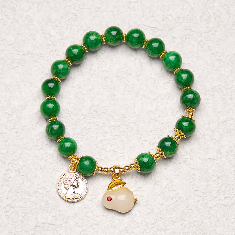 Nimara Ritual Green Calcite Lovely Rabbit Charm Clarity Bracelet