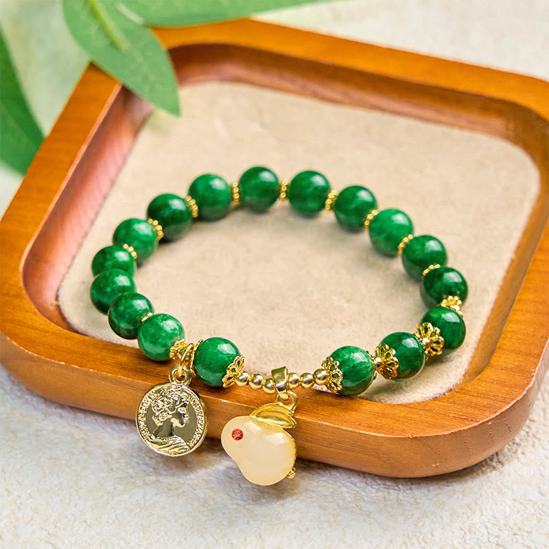 Nimara Ritual Green Calcite Lovely Rabbit Charm Clarity Bracelet