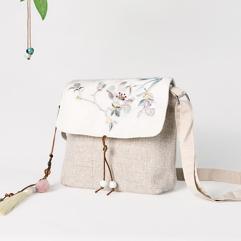 Nimara Ritual Handmade Magnolia Embroidered Large Capacity Polyester Canvas Backpack