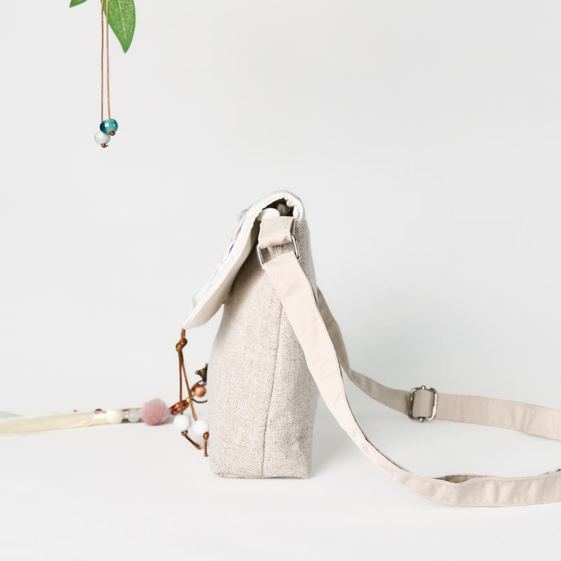 Nimara Ritual Handmade Magnolia Embroidered Large Capacity Polyester Canvas Backpack