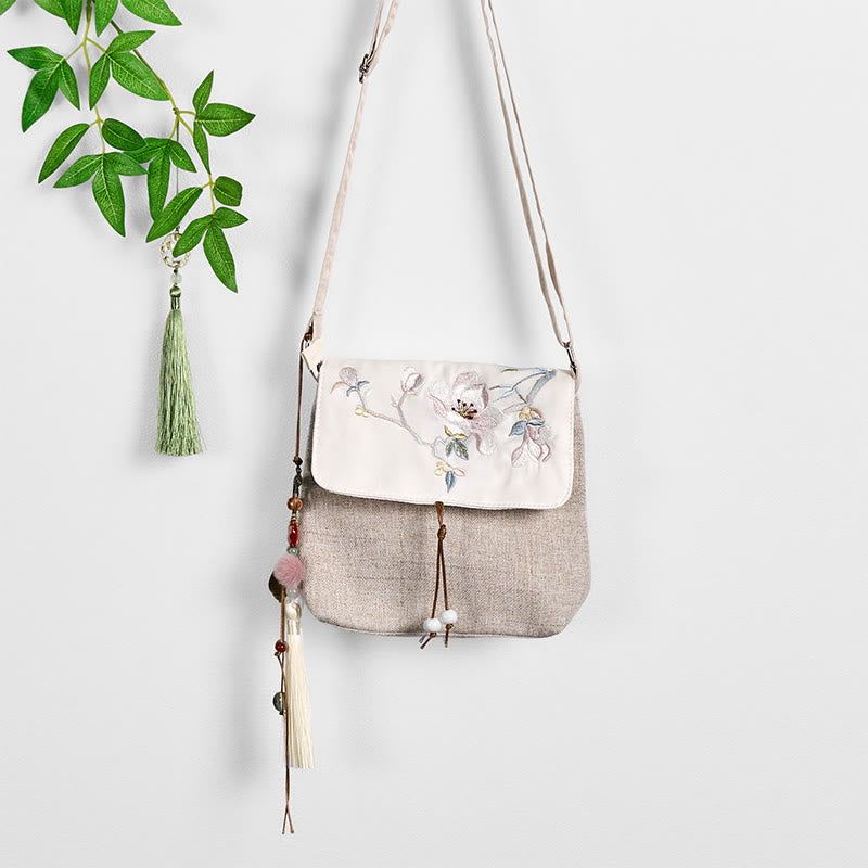 Nimara Ritual Handmade Magnolia Embroidered Large Capacity Polyester Canvas Backpack