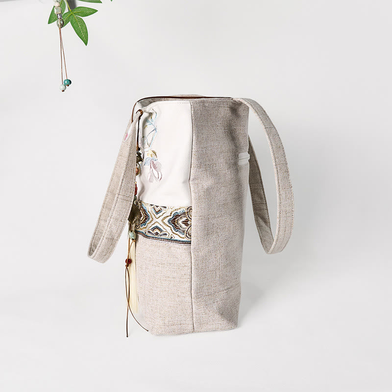 Nimara Ritual Magnolia Embroidery Canvas Polyester Shoulder Bag