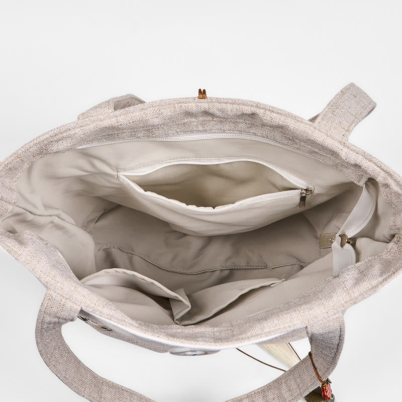 Nimara Ritual Magnolia Embroidery Canvas Polyester Shoulder Bag