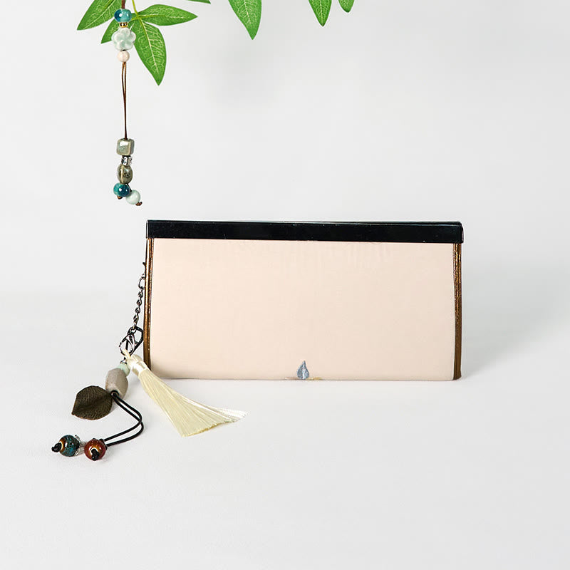 Nimara Ritual Magnolia Flower Double-sided Embroidery Large Capacity Cash Holder Wallet Shopping Purse
