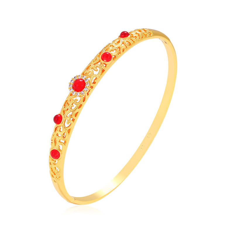 Nimara Ritual Vine Design Alloy Zircon Luck Bracelet Bangle