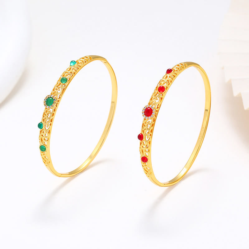 Nimara Ritual Vine Design Alloy Zircon Luck Bracelet Bangle