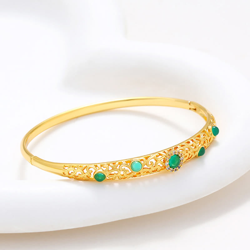 Nimara Ritual Vine Design Alloy Zircon Luck Bracelet Bangle