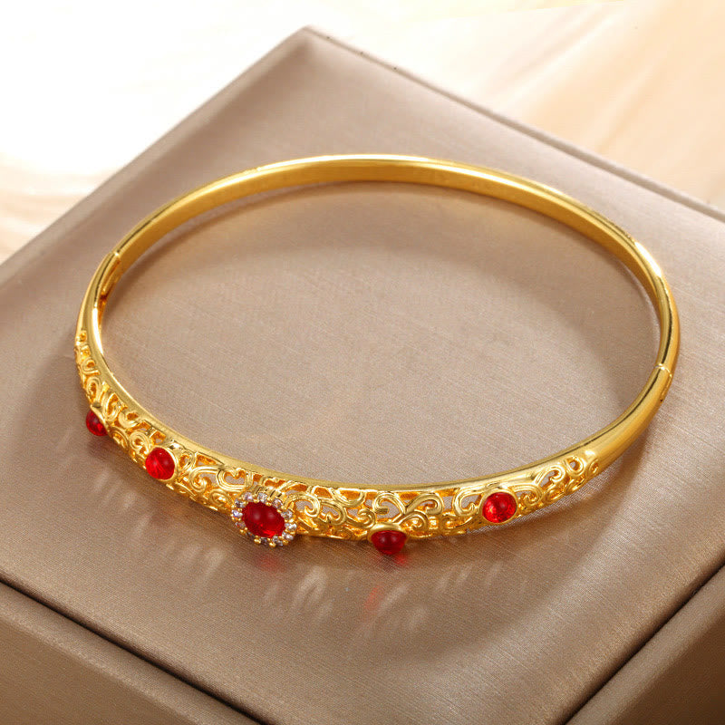 Nimara Ritual Vine Design Alloy Zircon Luck Bracelet Bangle