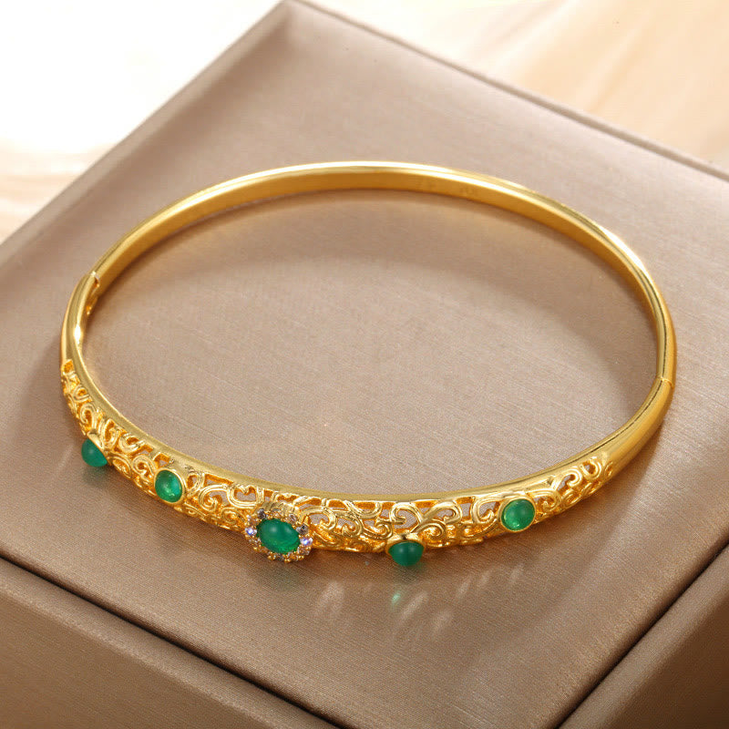 Nimara Ritual Vine Design Alloy Zircon Luck Bracelet Bangle