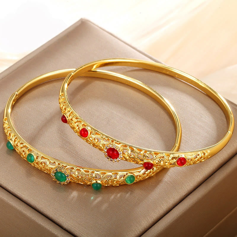 Nimara Ritual Vine Design Alloy Zircon Luck Bracelet Bangle