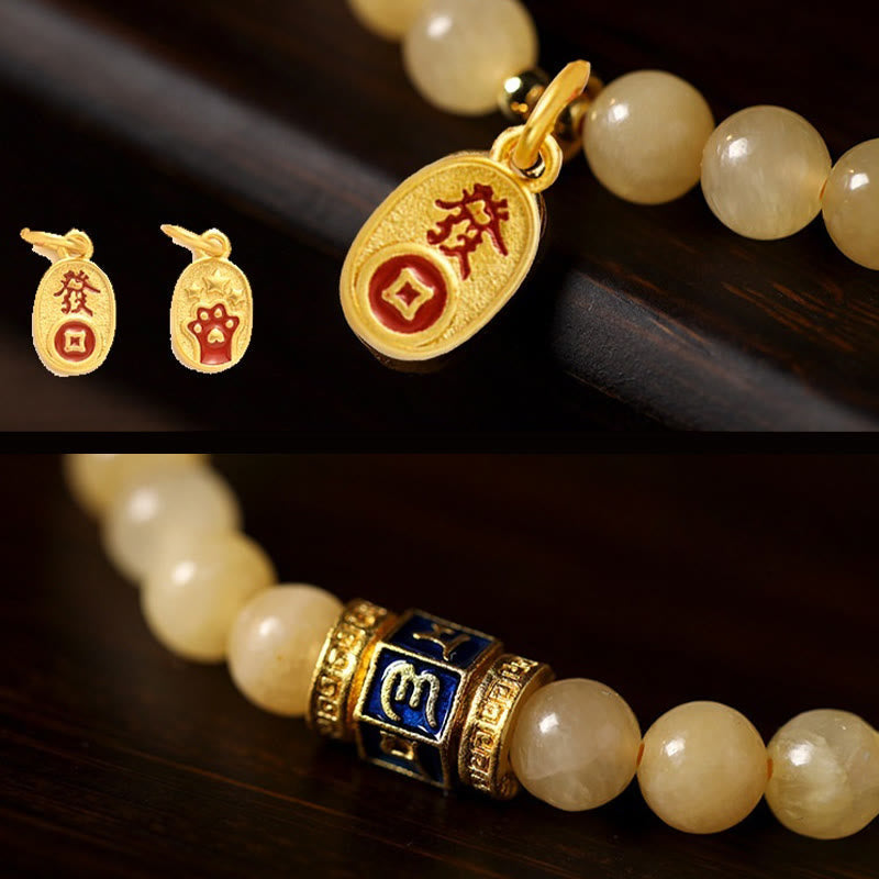 Nimara Ritual Topaz Beads Om Mani Padme Hum Fortune Bracelet