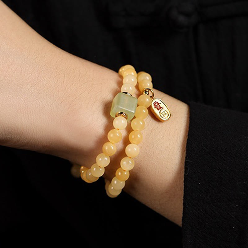 Nimara Ritual Topaz Beads Jade Cube Double Circle Wealth Bracelet