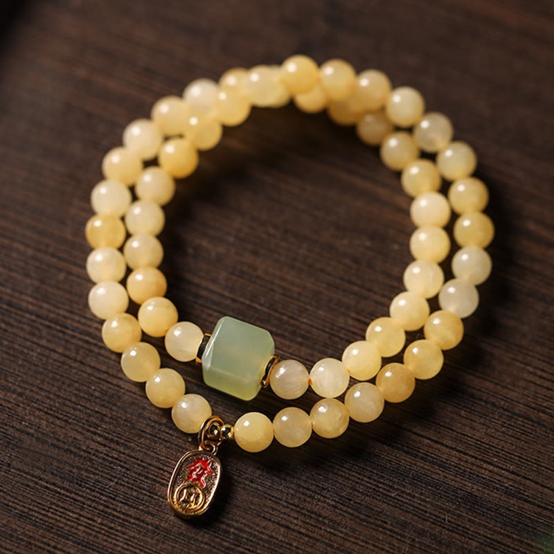Nimara Ritual Topaz Beads Jade Cube Double Circle Wealth Bracelet