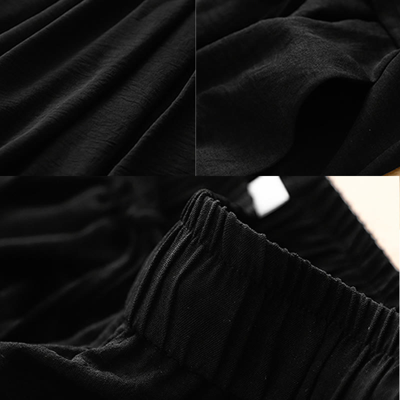 Nimara Ritual Causal Ethnic Simple Drawstring Design Women's Wide Leg Cropped Pants With Pockets
