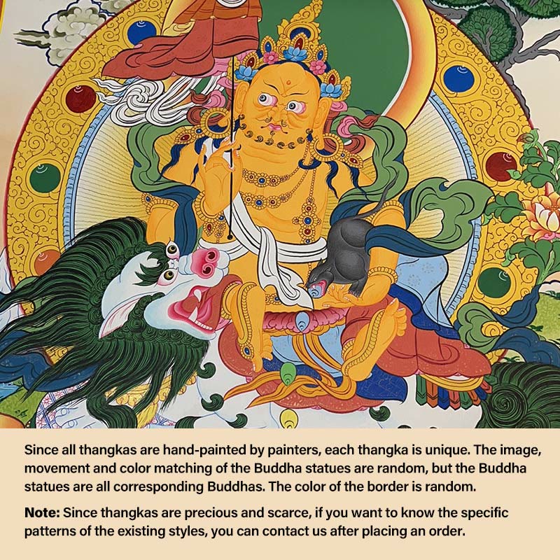 Nimara Ritual Tibetan Thangka Painting Yellow God of Wealth Green Tara Avalokitesvara Handmade Decoration Blind Box(Random Style)