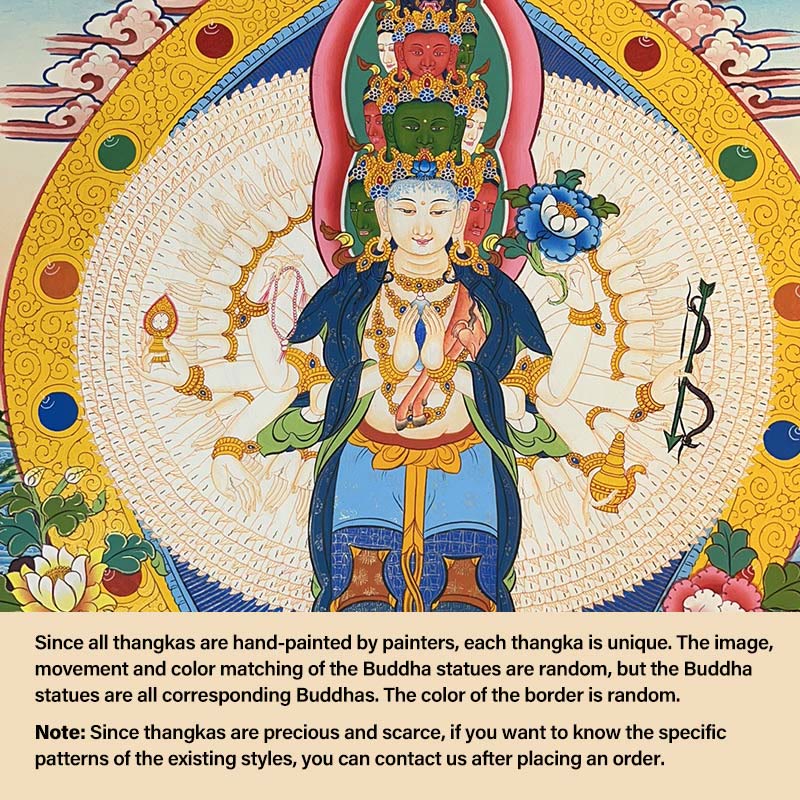 Nimara Ritual Tibetan Thangka Painting Yellow God of Wealth Green Tara Avalokitesvara Handmade Decoration Blind Box(Random Style)