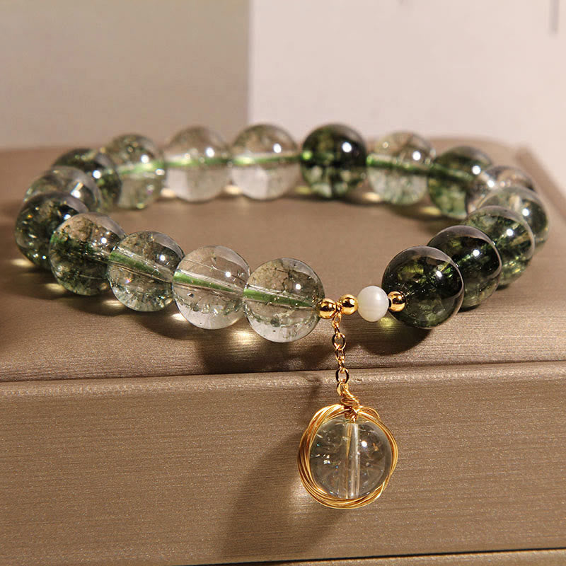 Nimara Ritual Natural Green Phantom Crystal Lucky Bracelet