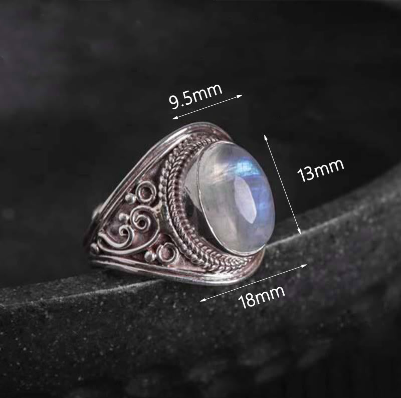 Nimara Ritual 925 Sterling Silver Handmade Natural Moonstone Healing Adjustable Ring