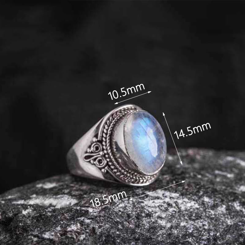Nimara Ritual 925 Sterling Silver Handmade Natural Moonstone Healing Adjustable Ring