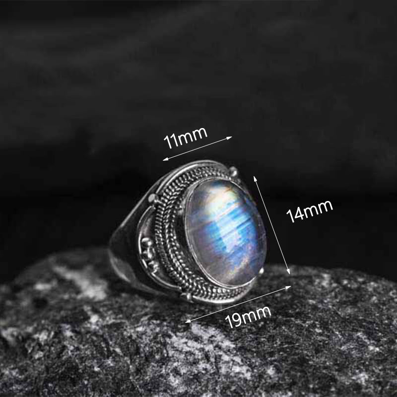 Nimara Ritual 925 Sterling Silver Handmade Natural Moonstone Healing Adjustable Ring