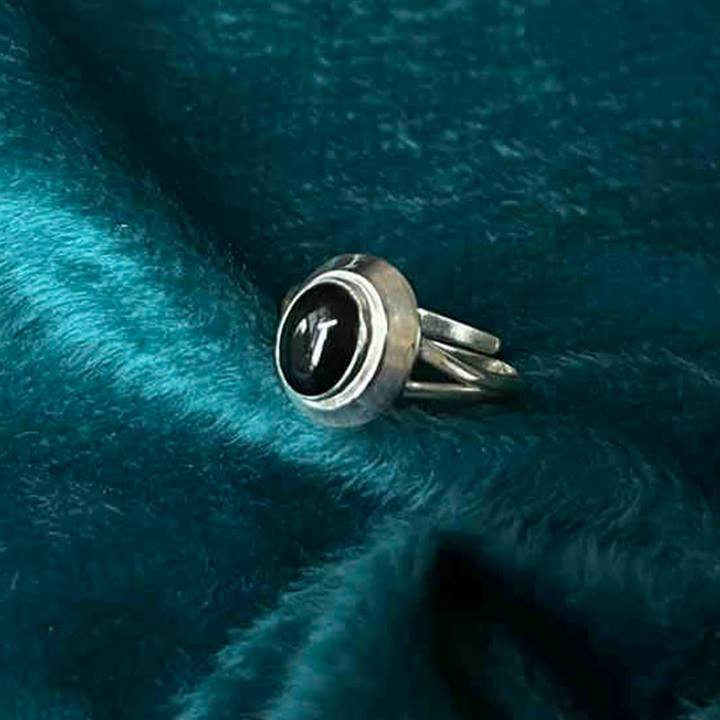 Nimara Ritual 925 Sterling Silver Handmade Black Onyx Fortune Adjustable Ring