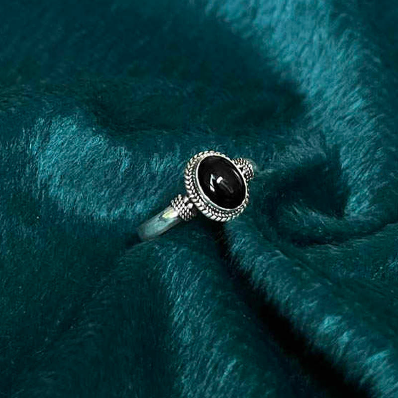 Nimara Ritual 925 Sterling Silver Handmade Black Onyx Fortune Adjustable Ring
