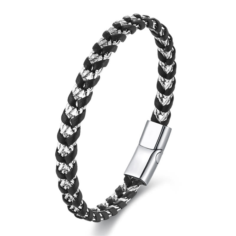 Nimara Ritual Braided Design Titanium Steel Calm Multi-layer Leather Buckle Bracelet