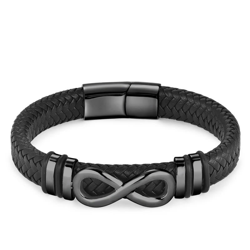 Nimara Ritual Endless Knot Design Titanium Steel Strengthen Braided Leather Buckle Bracelet