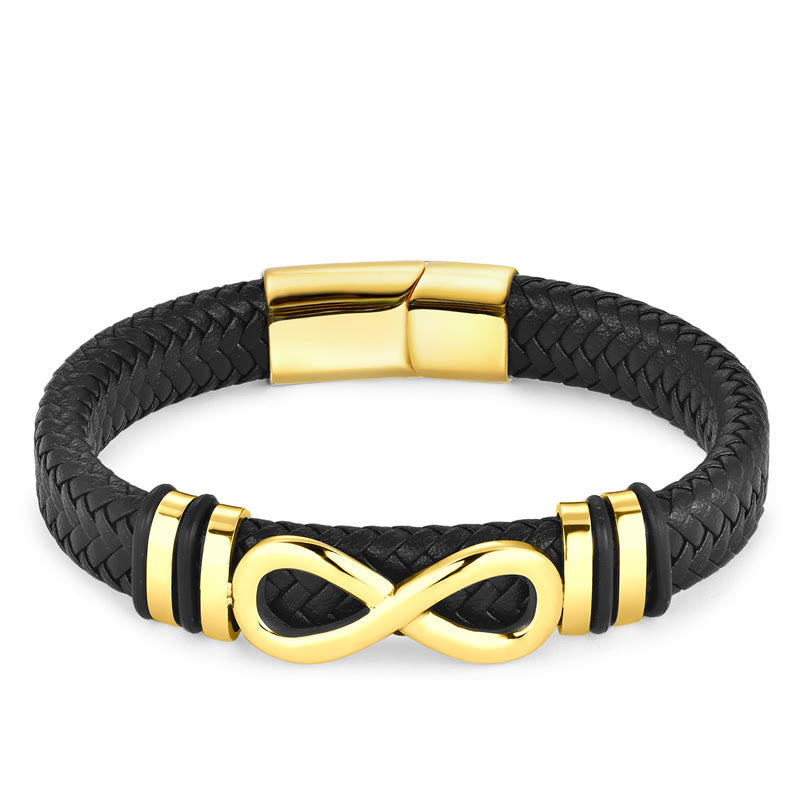 Nimara Ritual Endless Knot Design Titanium Steel Strengthen Braided Leather Buckle Bracelet