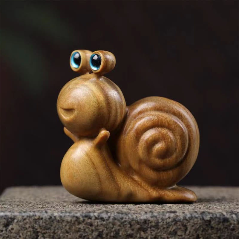 Nimara Ritual Mini Green Sandalwood Snail Carved Cure Desk Decoration