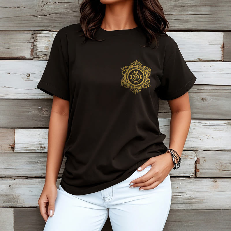 Nimara Ritual Golden Mandala OM Pattern Tee T-shirt