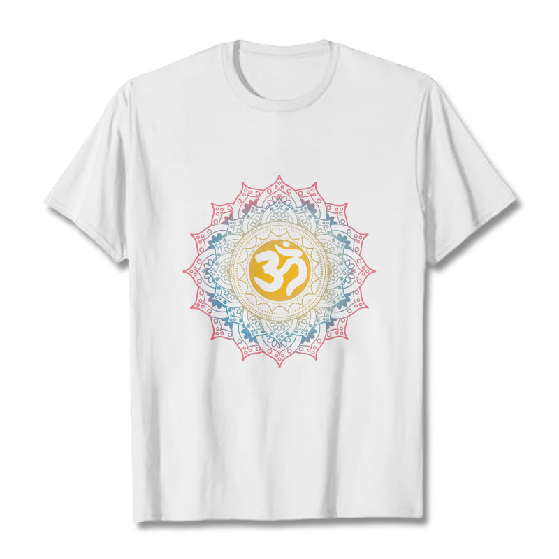 Nimara Ritual Color Gradient Mandala OM Pattern Tee T-shirt