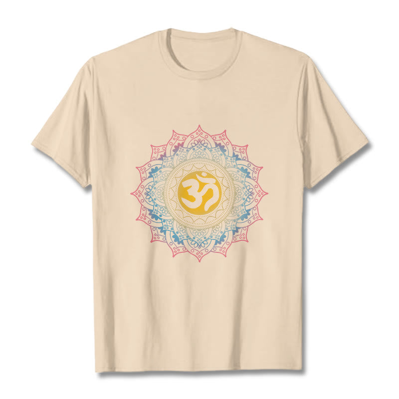 Nimara Ritual Color Gradient Mandala OM Pattern Tee T-shirt