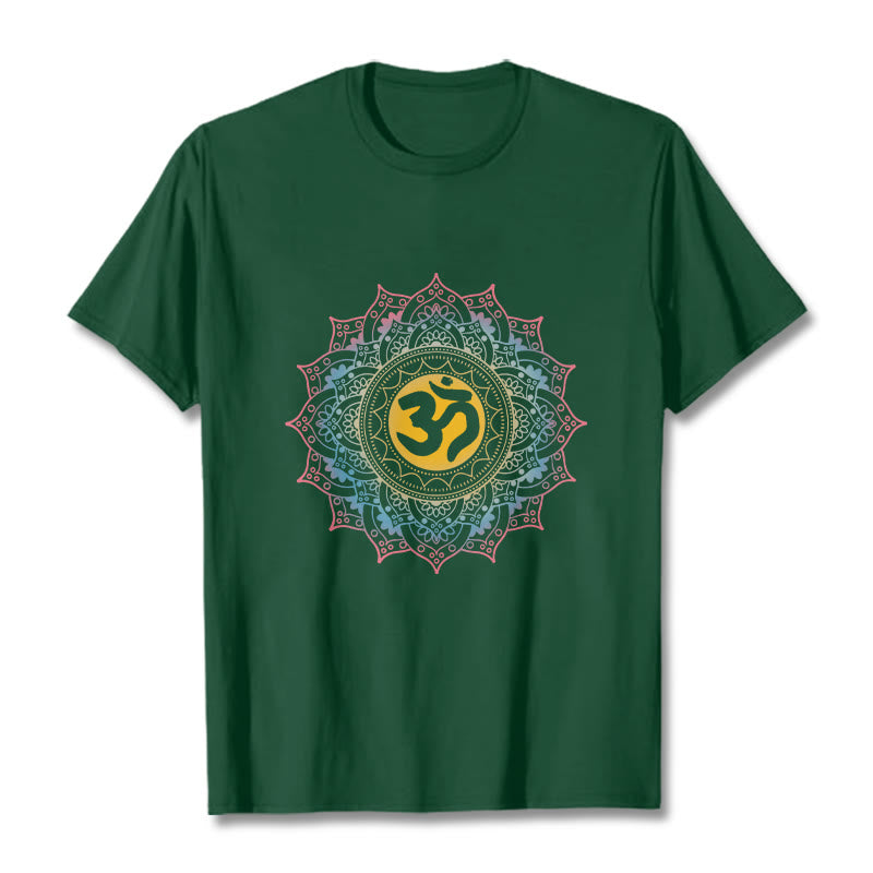 Nimara Ritual Color Gradient Mandala OM Pattern Tee T-shirt