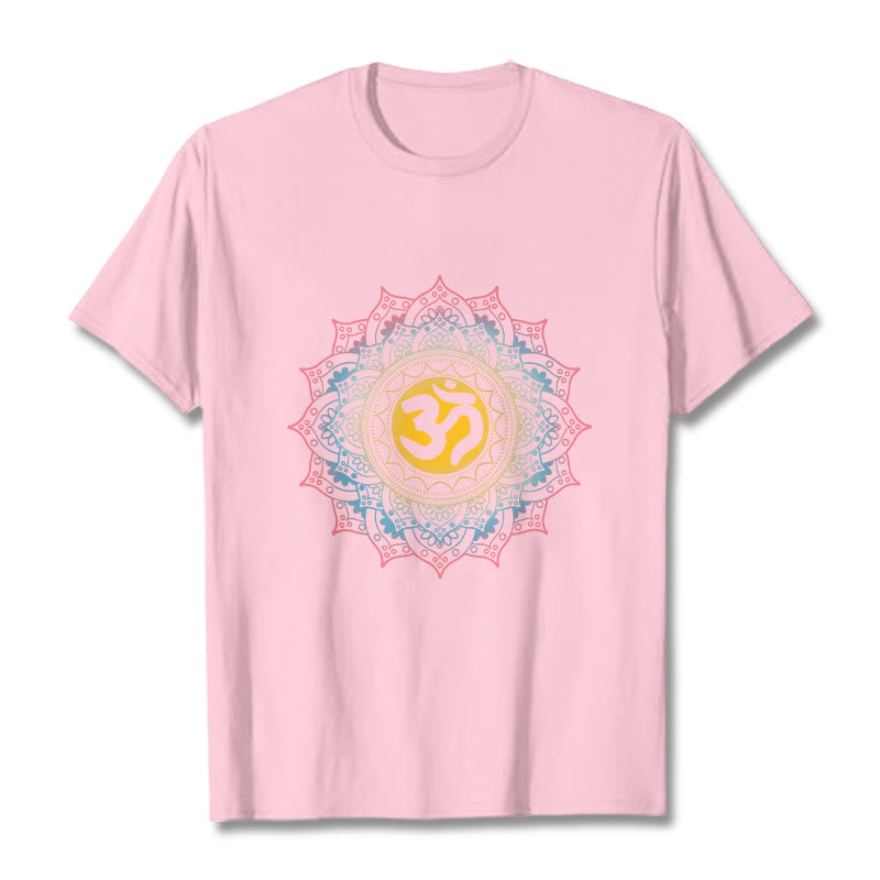 Nimara Ritual Color Gradient Mandala OM Pattern Tee T-shirt