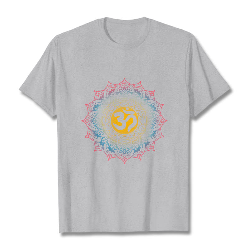 Nimara Ritual Color Gradient Mandala OM Pattern Tee T-shirt