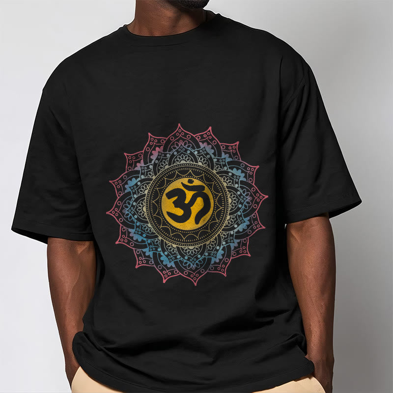 Nimara Ritual Color Gradient Mandala OM Pattern Tee T-shirt