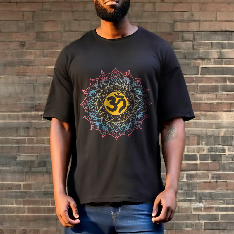 Nimara Ritual Color Gradient Mandala OM Pattern Tee T-shirt