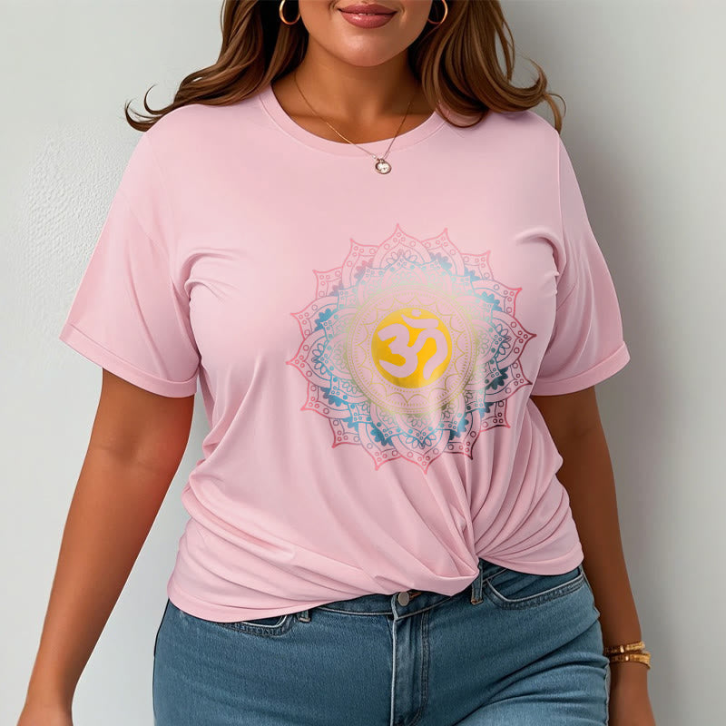 Nimara Ritual Color Gradient Mandala OM Pattern Tee T-shirt