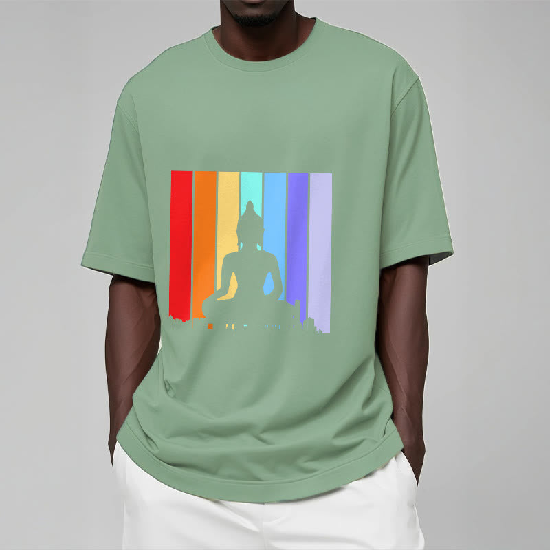Nimara Ritual Meditation Buddha Rainbow Tee T-shirt