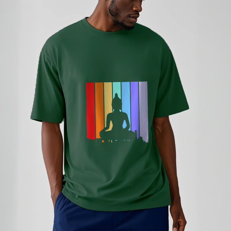 Nimara Ritual Meditation Buddha Rainbow Tee T-shirt