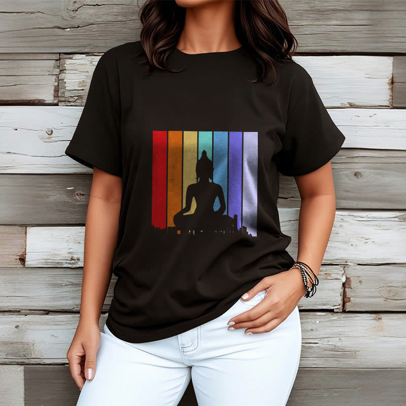 Nimara Ritual Meditation Buddha Rainbow Tee T-shirt