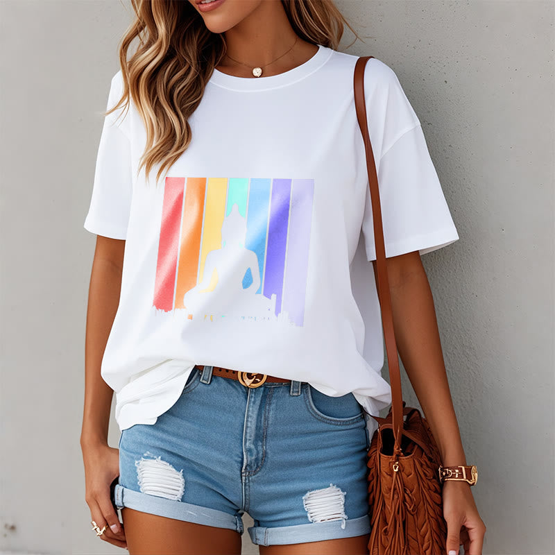 Nimara Ritual Meditation Buddha Rainbow Tee T-shirt