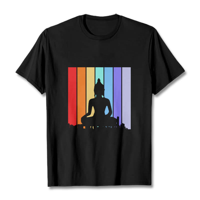 Nimara Ritual Meditation Buddha Rainbow Tee T-shirt