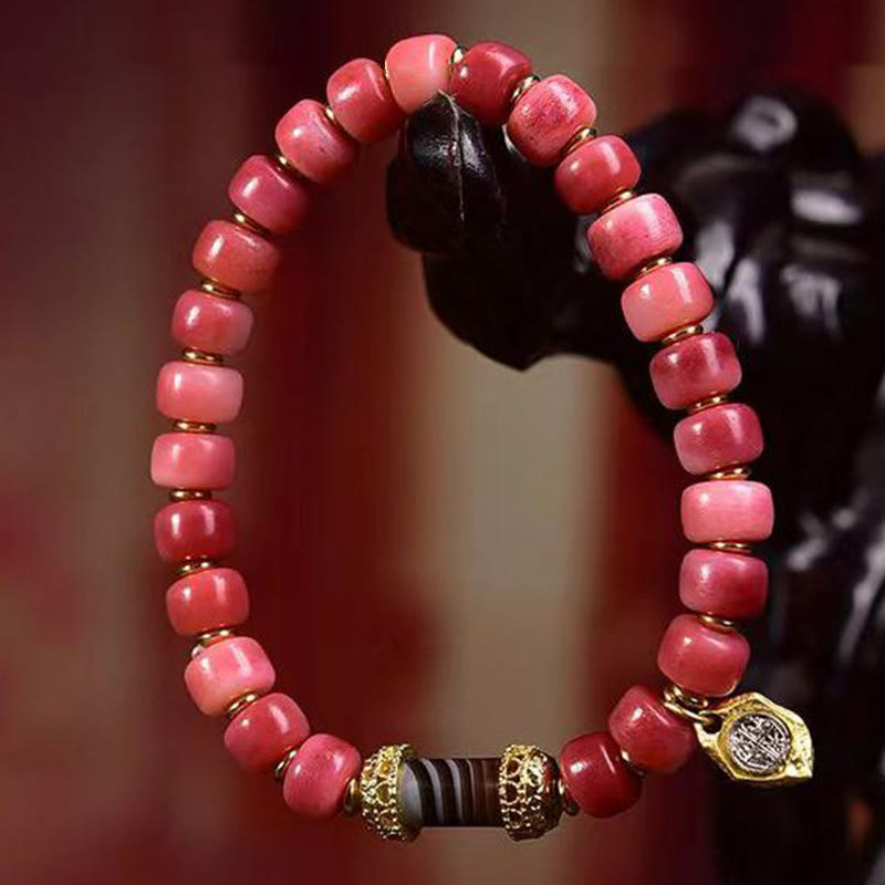 Nimara Ritual Tibetan Camel Bone Red Agate Luck Bracelet